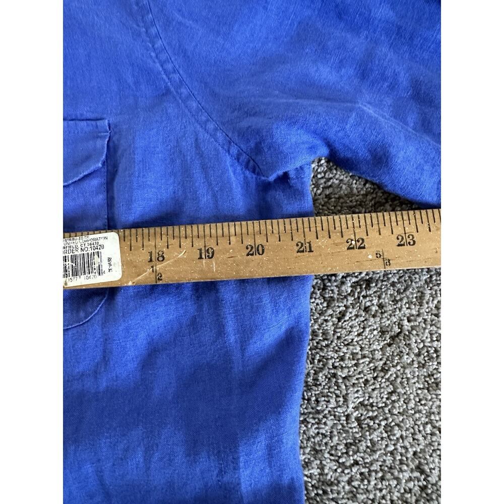L.L. Bean 100% Linen Button Up Shirt Women’s Size L Blue Long Sleeve Roll Tab - Picture 6 of 10